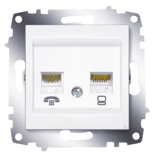 Розетка телефон + компьютер RJ11 + RJ45 кат. 6 ABB Cosmo белая