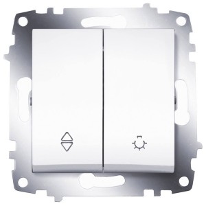 Обзор Переключатель + выключатель кнопочный ABB Cosmo белый