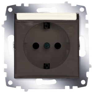 Обзор Розетка с заземлением с защитной крышкой ABB Cosmo кремовая