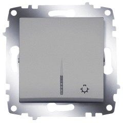 Выключатель с подсветкой ABB Cosmo алюминий кнопочный