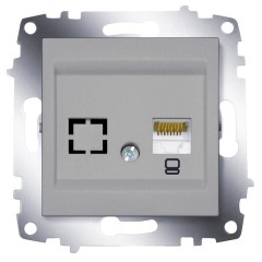 Розетка компьютерная RJ45 кат. 6 + гнездо ABB Cosmo алюминий