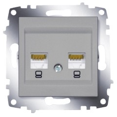 Розетка компьютерная двойная 2хRJ45 кат. 6 ABB Cosmo алюминий
