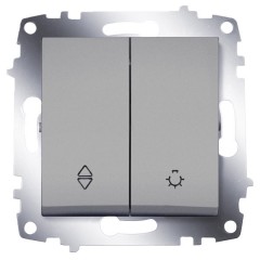 Переключатель + выключатель кнопочный ABB Cosmo алюминий
