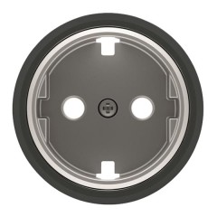 Накладка для розетки SCHUKO с плоской поверхностью АВВ SKY Moon, кольцо чёрное стекло (8688.9 CN)