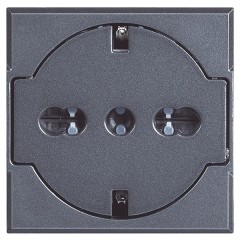 Розетка 2К+З 16А 250В немецко-итальянского стандартов с плоской лицевой панелью Axolute Антрацит