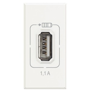 Купить Розетка USB для зарядки мобильных устройств 1,1А 230/5В 1 модуль Axalute, Белый