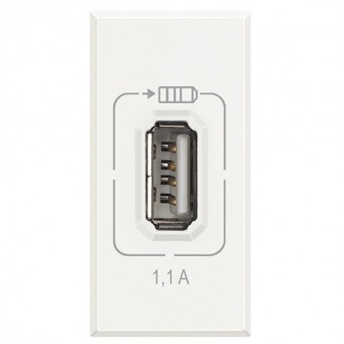 Купить Розетка USB для зарядки мобильных устройств 1,1А 230/5В 1 модуль Axalute, Белый