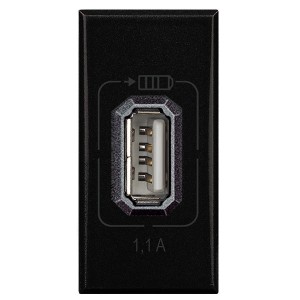 Обзор Розетка USB для зарядки мобильных устройств 1,1А 230/5В 1 модуль Axalute, Антрацит