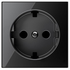 Накладка для розетки SCHUKO с плоской поверхностью ABB Sky, стекло чёрное (8588.9 CN)