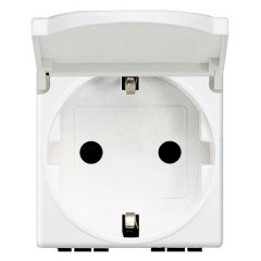 Розетка 2К+З с крышкой 2 модуля LivingLight Белый