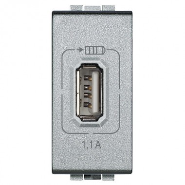Обзор Розетка USB для зарядки мобильных устройств 1,1А 230/5В. 1 модуль LivingLight Алюминий
