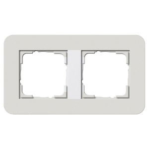 Обзор Рамка 2-ая Gira E3 Soft-Touch Светло-серый с белой глянцевой несущей рамкой