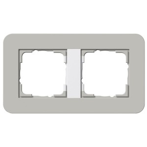 Обзор Рамка 2-ая Gira E3 Soft-Touch Серый с белой глянцевой несущей рамкой