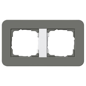 Рамка 2-ая Gira E3 Soft-Touch Темно-серый с белой глянцевой несущей рамкой