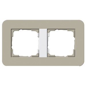 Обзор Рамка 2-ая Gira E3 Soft-Touch Серо-бежевый с белой глянцевой несущей рамкой