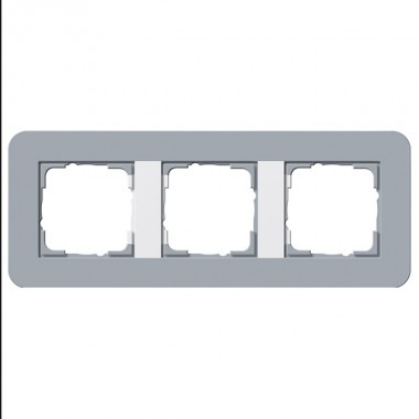 Обзор Рамка 3-ая Gira E3 Soft-Touch Серо-голубой с белой глянцевой несущей рамкой