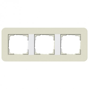 Купить Рамка 3-ая Gira E3 Soft-Touch Песочный с белой глянцевой несущей рамкой