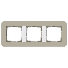 Рамка 3-ая Gira E3 Soft-Touch Серо-бежевый с белой глянцевой несущей рамкой