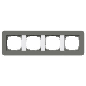 Рамка 4-ая Gira E3 Soft-Touch Темно-серый с белой глянцевой несущей рамкой
