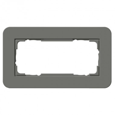 Обзор Рамка 2-ая (без перегородки) Gira E3 Soft-Touch Темно-серый с белой глянцевой несущей рамкой