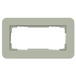 Рамка 2-ая (без перегородки) Gira E3 Soft-Touch Серо-зеленый с белой глянцевой несущей рамкой