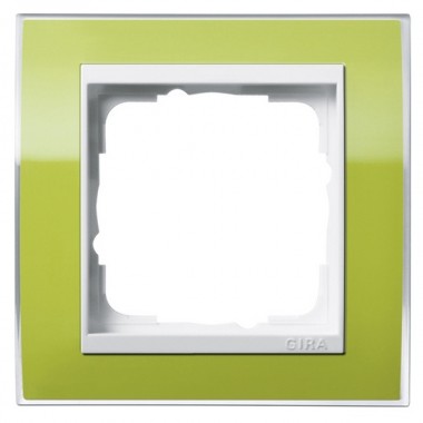 Обзор Рамка 1-ая Gira Event Clear Зеленый цвет вставки Белый глянцевый