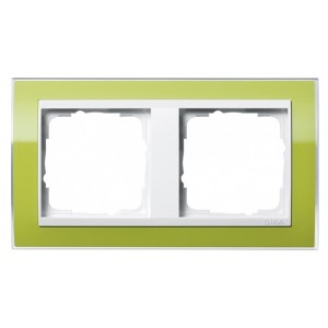 Рамка 2-ая Gira Event Clear Зеленый цвет вставки Белый глянцевый