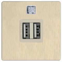 Зарядное устройство 2хUSB 2А Soho Fede  Brushed Brass/бежевый