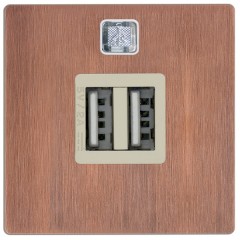 Зарядное устройство 2хUSB 2А Soho Fede  Brushed Copper/бежевый