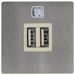 Зарядное устройство 2хUSB 2А Soho Fede  Brushed Graphit/бежевый