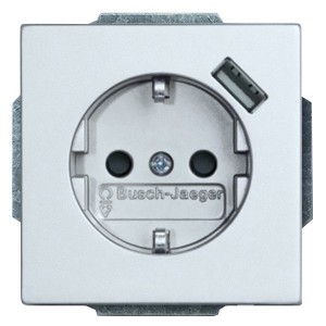 Купить Розетка Schuko с устройством зарядным USB, 16А 700 мА ABB solo/future алюминиевы (20 EUCBUSB-83-500)