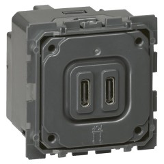 Зарядное устройство с двумя USB-разьемами тип C - С 240В/5В 3000мА.Legrand Celiane