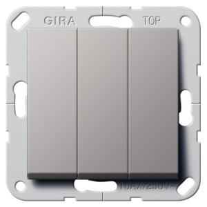 Обзор Выключатель/переключатель трехклавишный Gira System 55 Нержавеющая сталь