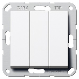 Выключатель трехклавишный Gira System 55 белый глянцевый