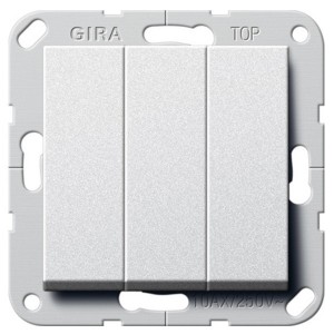 Обзор Выключатель трехклавишный Gira System 55 алюминий