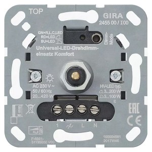 Светорегулятор универсальный поворотный 20-420 Вт  Komfort S3000 Gira механизм