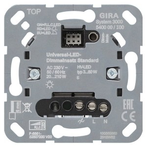 Светорегулятор для светодиодов кнопочный 20-210Вт Standard S3000 Gira механизм