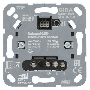 Светорегулятор для светодиодов кнопочный  20-420Вт Komfort S3000 Gira механизм