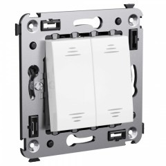 Переключатель двухклавишный в стену DKC Avanti, белое облако