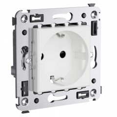 Розетка в стену 2P+E со шторками DKC Avanti, белое облако
