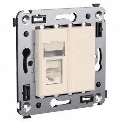 Компьютерная розетка RJ-45 в стену кат.5e одинарная DKC Avanti, ванильная дымка