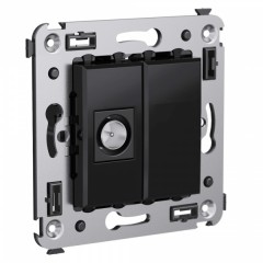 Розетка TV оконечная в стену DKC Avanti, черный квадрат