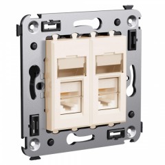 Компьютерная розетка RJ-45 в стену кат.5e двойная DKC Avanti, ванильная дымка