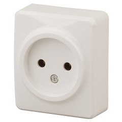 Розетка 2P 16A-250В IP20 открытой установки Эра Эксперт, слоновая кость 11-2201-02 (бежевый)