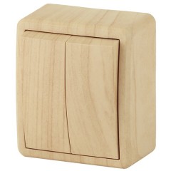 Выключатель двойной 10АХ-250В IP20 открытой установки Эра Эксперт, сосна 11-1204-11