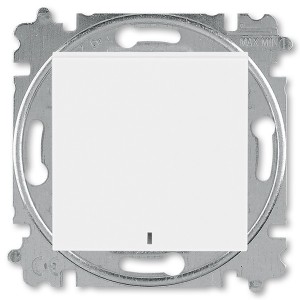 Купить Выключатель кнопочный одноклавишный с подсветкой ABB Levit белый / белый (3559H-A91447 03W)