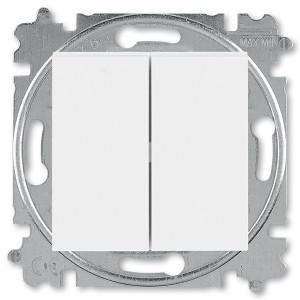 Выключатель кнопочный двухклавишный ABB Levit белый / белый (3559H-A87445 03W)