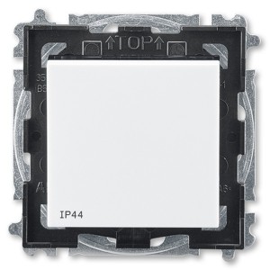Переключатель кнопочный одноклавишный ABB Levit IP44 белый / дымчатый чёрный (3559H-A86940 62)