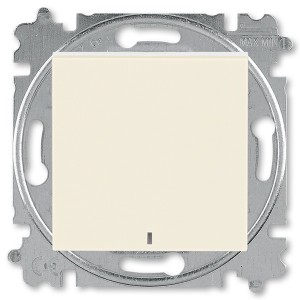 Выключатель кнопочный одноклавишный с подсветкой ABB Levit слоновая кость / белый (3559H-A91447 17W) (бежевый)