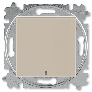 Выключатель кнопочный одноклавишный с подсветкой ABB Levit кофе макиато / белый (3559H-A91447 18W)